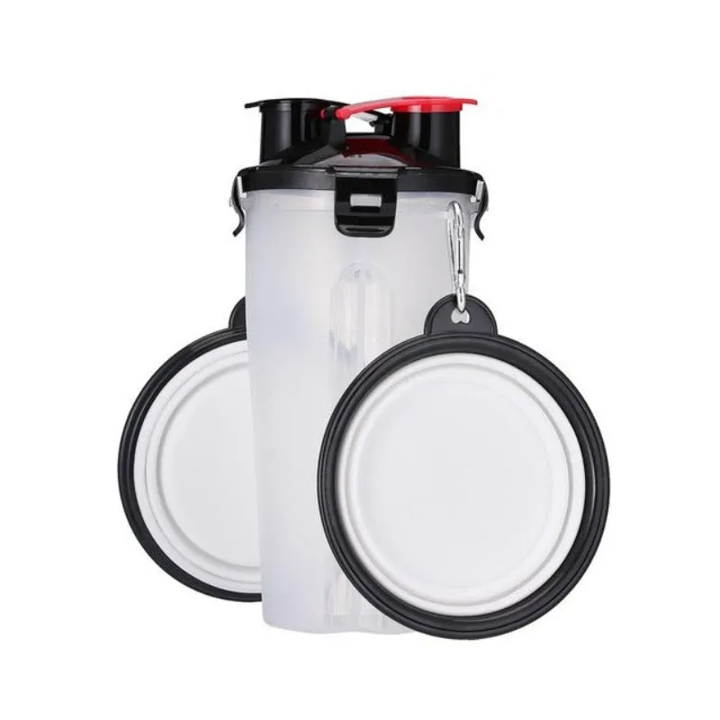 2 In 1 Dog Water Bottle And Food Bowl Pet Feeder
