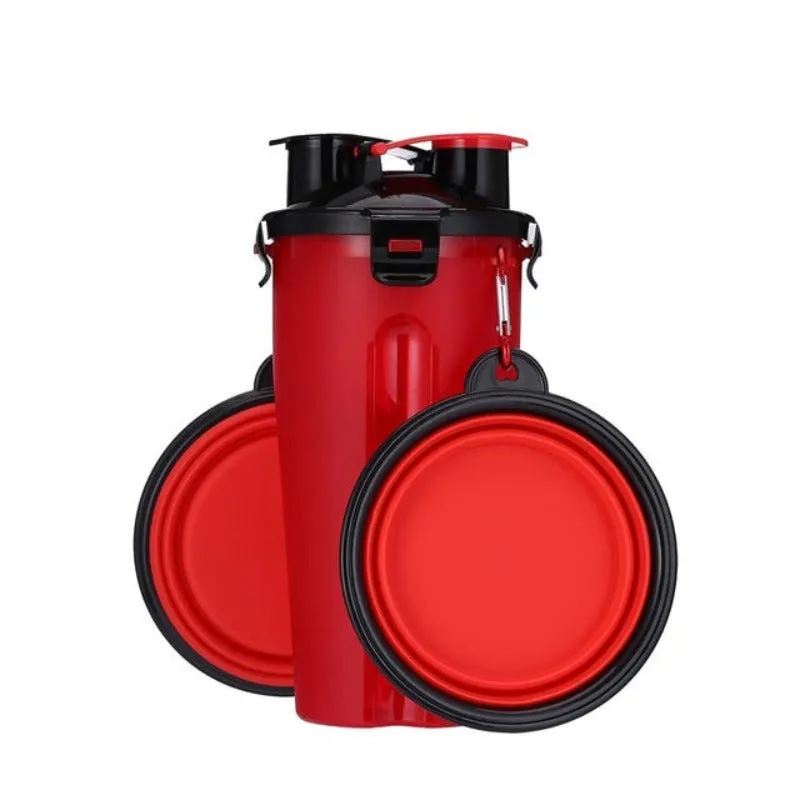 2 In 1 Dog Water Bottle And Food Bowl Pet Feeder