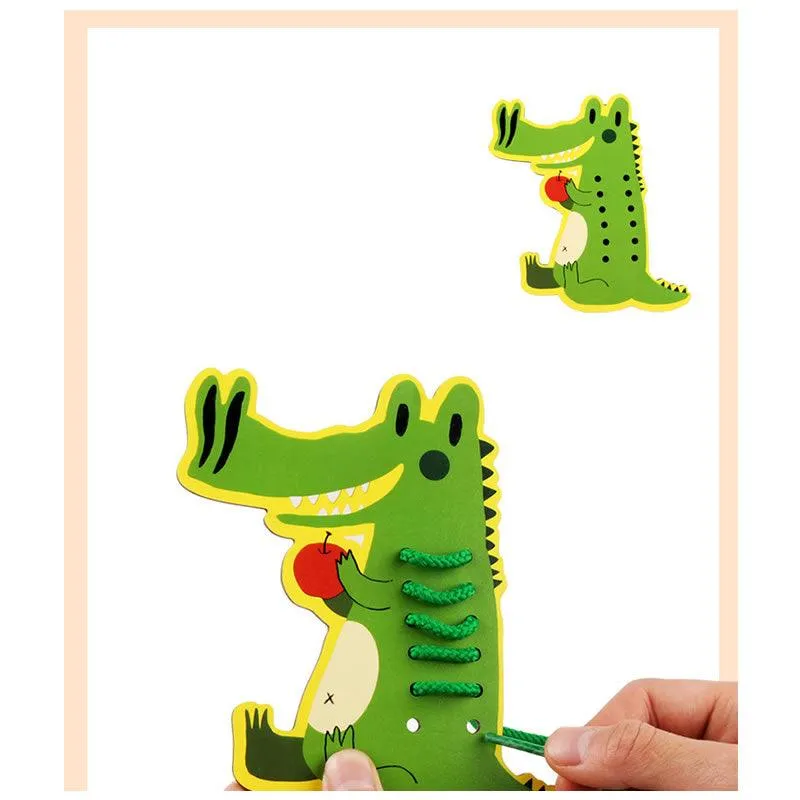 4-Piece Children'S Wooden Animal Rope Toy Gm-13
