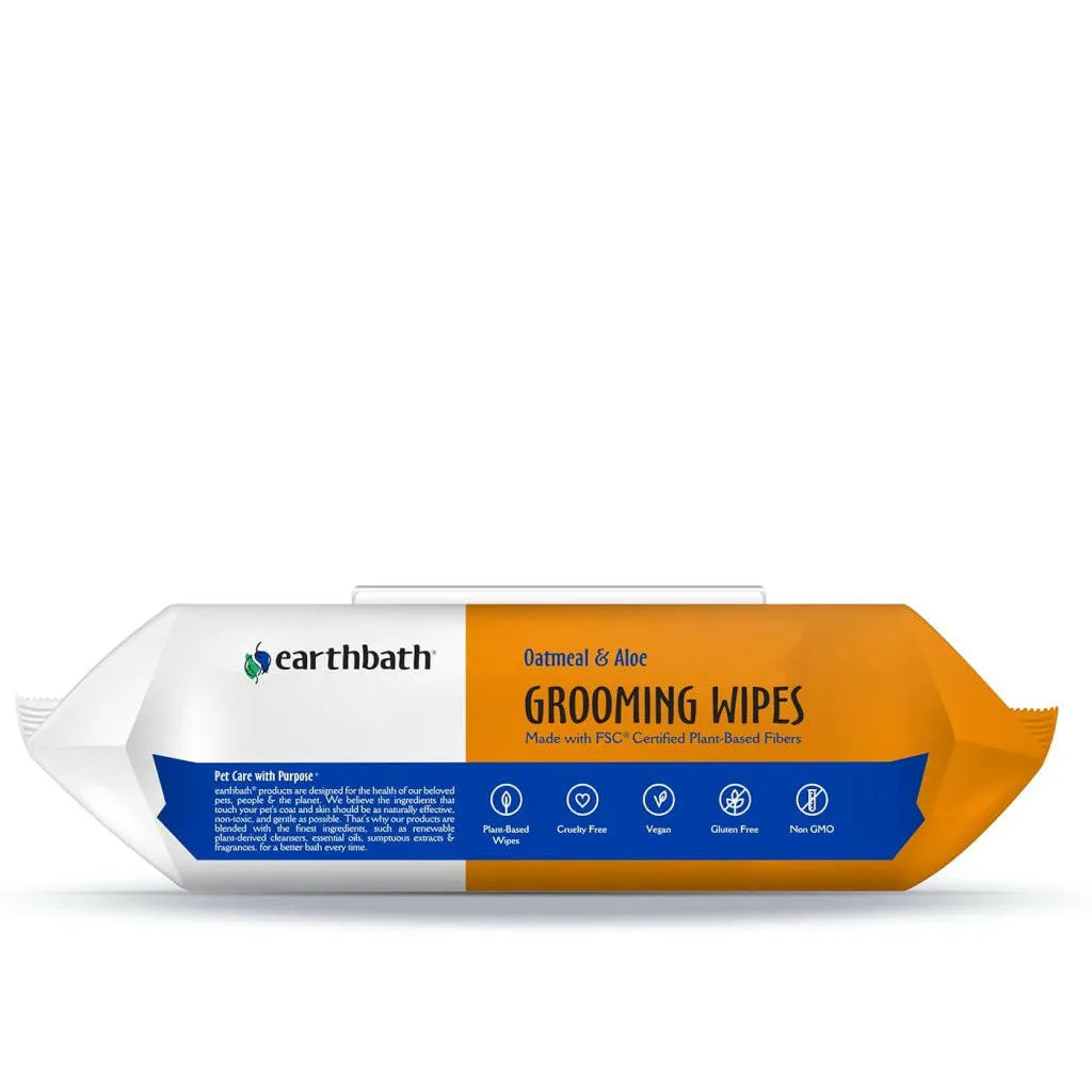 Earthbath Oatmeal & Aloe Vanilla & Almond Grooming Wipes for Dogs & Cats