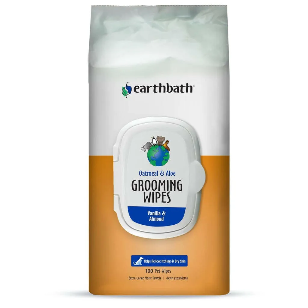 Earthbath Oatmeal & Aloe Vanilla & Almond Grooming Wipes for Dogs & Cats