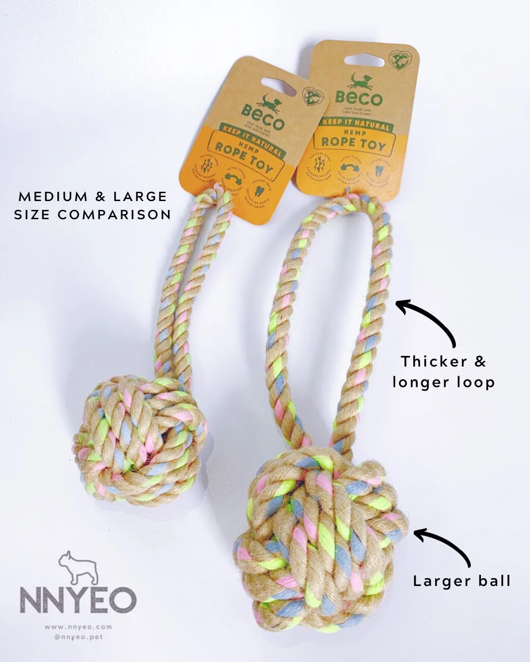 Hemp Rope Ball on Loop Dog Toy