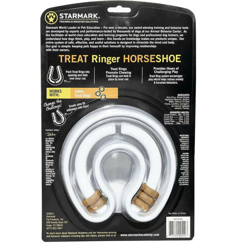 Starmark Treat Ringer Dog Toy Horseshoe, White, One Size