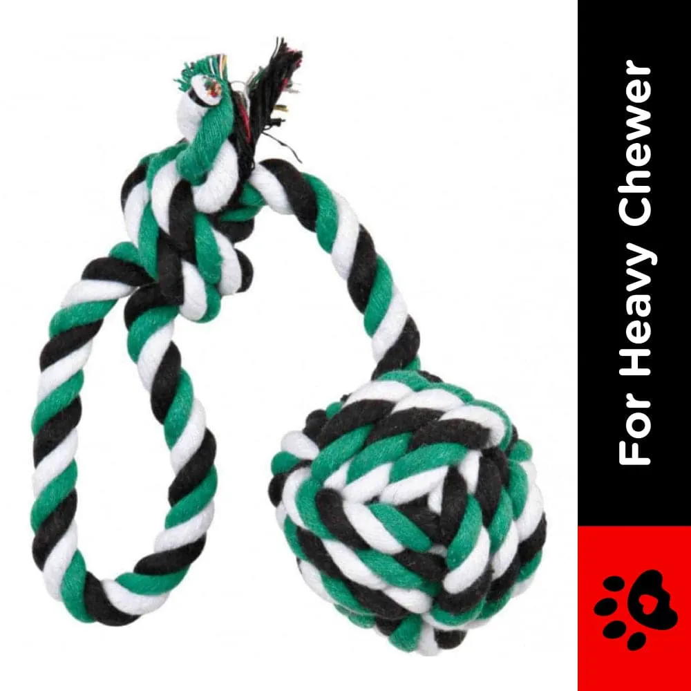 Trixie Playing Rope Loop with Woven in Ball Toy for Dogs (Black/Green/White)