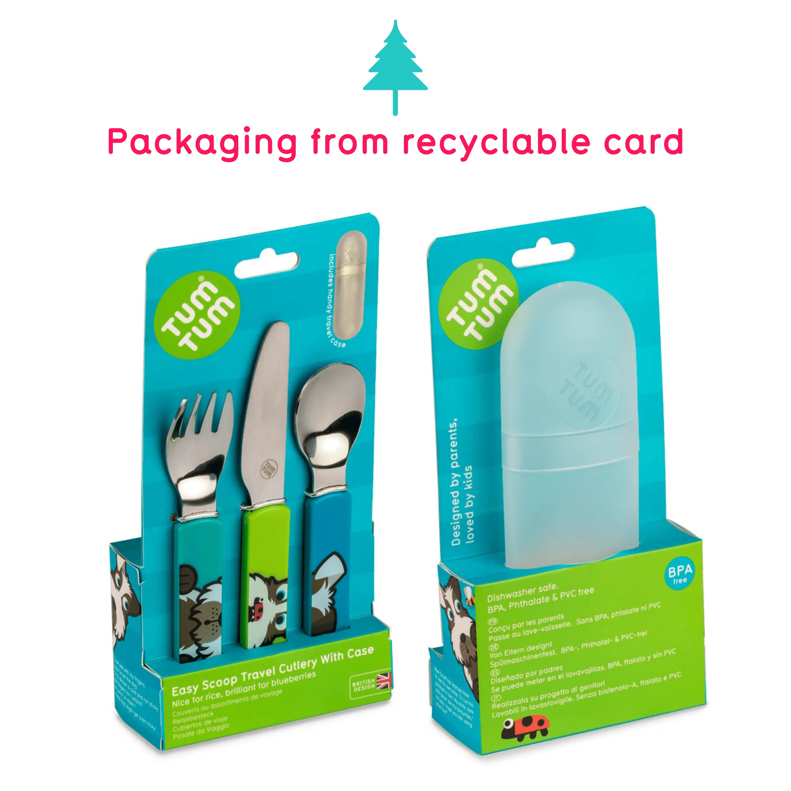 TUM TUM Easy Scoop Children's Cutlery Set With Travel Case, Scruff