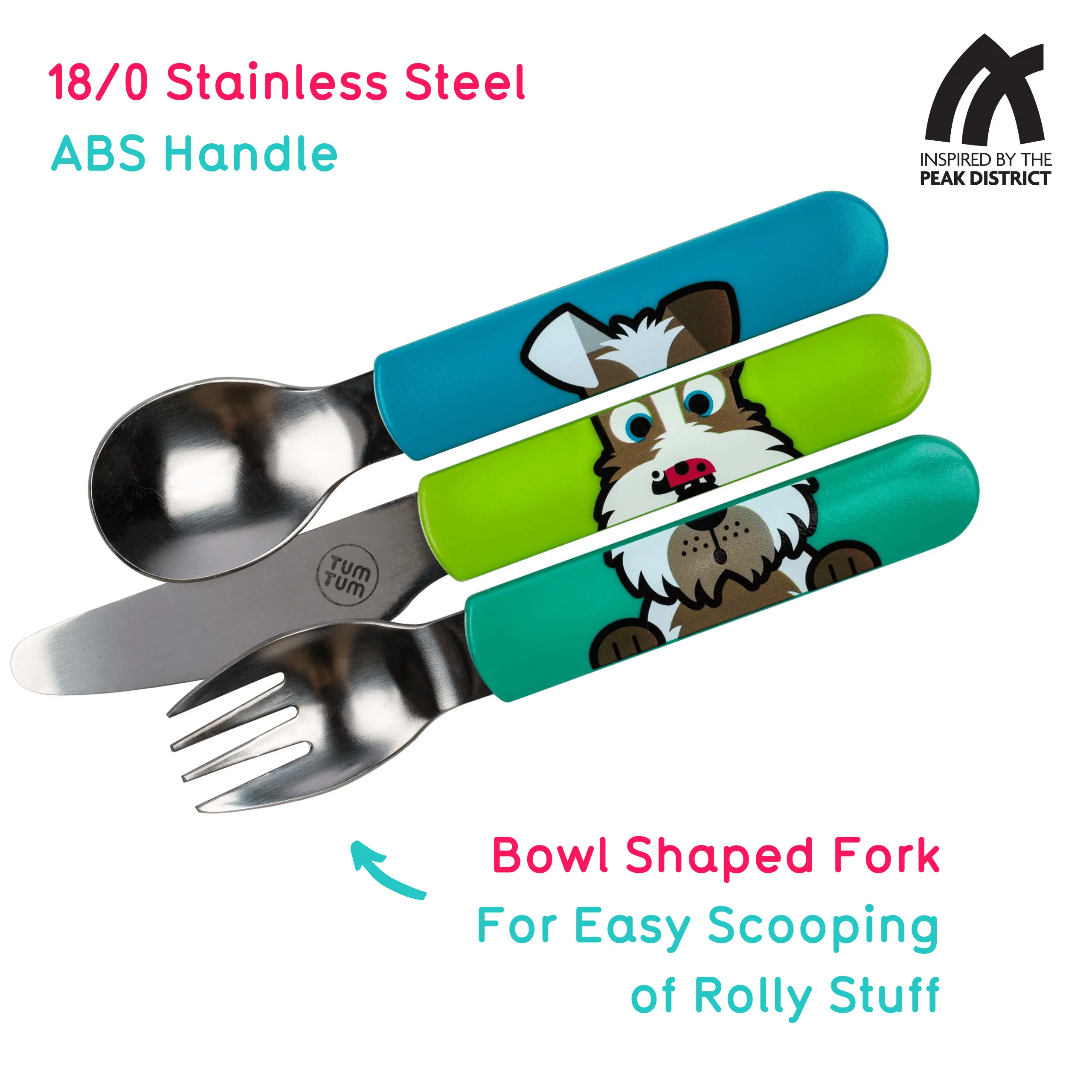 TUM TUM Easy Scoop Children's Cutlery Set With Travel Case, Scruff